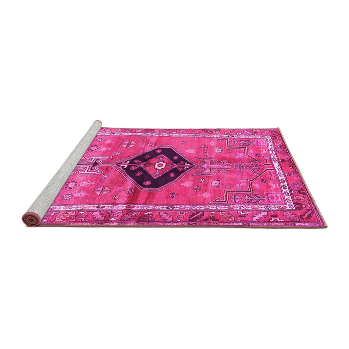 Sideview of Machine Washable Persian Pink Traditional Rug, wshtr2963pnk
