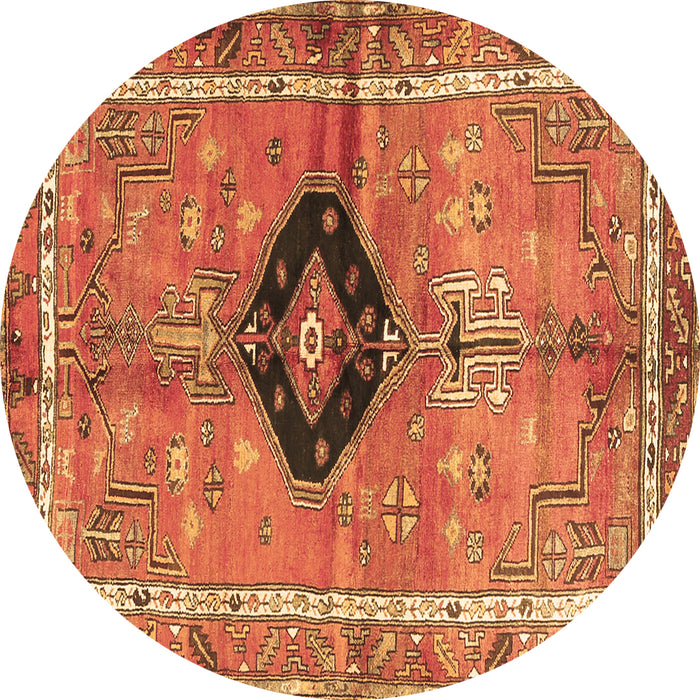 Round Machine Washable Persian Brown Traditional Rug, wshtr2963brn