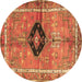 Round Persian Brown Traditional Rug, tr2963brn