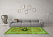 Machine Washable Persian Green Traditional Area Rugs in a Living Room,, wshtr2963grn