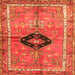 Round Machine Washable Persian Orange Traditional Area Rugs, wshtr2963org