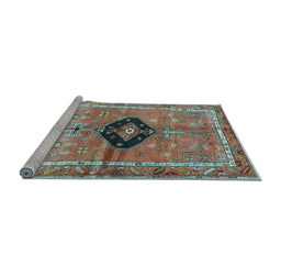 Sideview of Machine Washable Persian Light Blue Traditional Rug, wshtr2963lblu