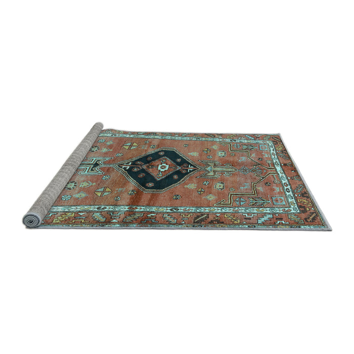 Sideview of Machine Washable Persian Light Blue Traditional Rug, wshtr2963lblu