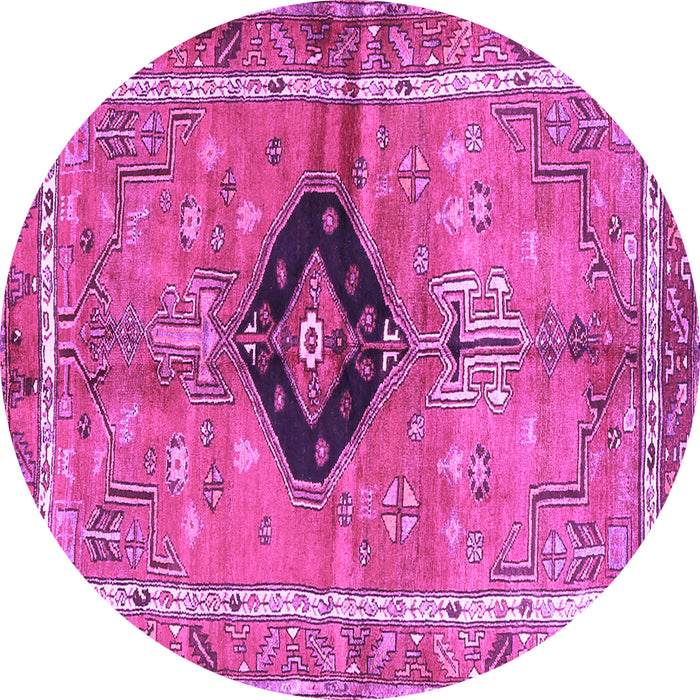 Round Machine Washable Persian Purple Traditional Area Rugs, wshtr2963pur