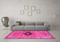 Machine Washable Persian Pink Traditional Rug, wshtr2963pnk