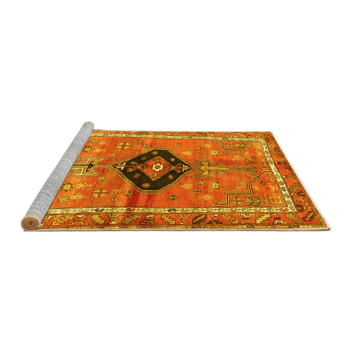 Sideview of Machine Washable Persian Yellow Traditional Rug, wshtr2963yw