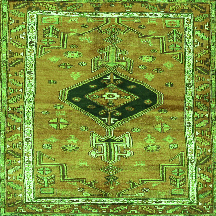 Round Machine Washable Persian Green Traditional Area Rugs, wshtr2963grn