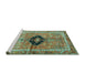 Sideview of Machine Washable Persian Turquoise Traditional Area Rugs, wshtr2963turq