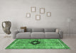 Machine Washable Persian Emerald Green Traditional Area Rugs in a Living Room,, wshtr2963emgrn