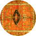 Round Persian Yellow Traditional Rug, tr2963yw