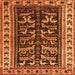 Round Machine Washable Persian Orange Traditional Area Rugs, wshtr2964org