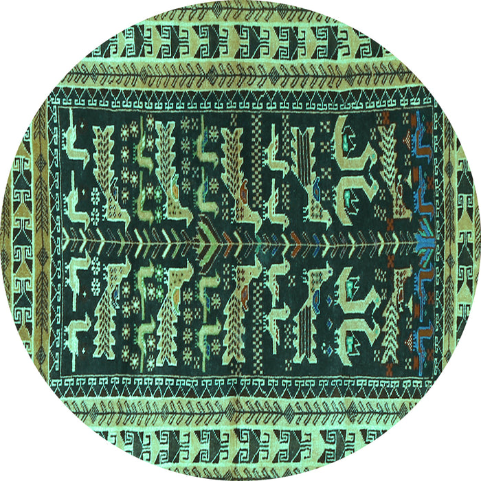 Round Persian Turquoise Traditional Rug, tr2964turq
