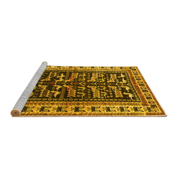 Sideview of Machine Washable Persian Yellow Traditional Rug, wshtr2964yw