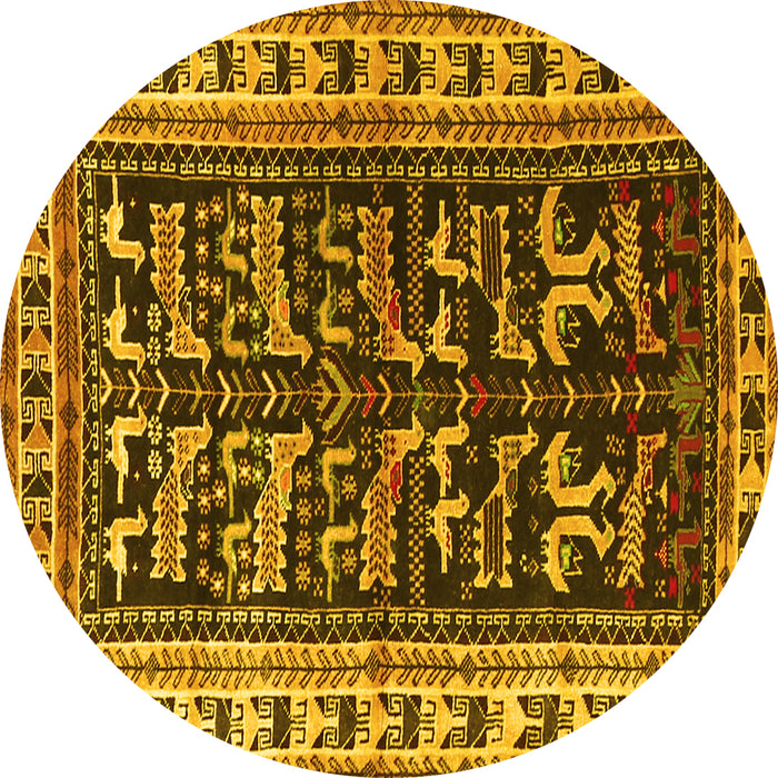 Round Machine Washable Persian Yellow Traditional Rug, wshtr2964yw