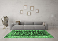 Machine Washable Persian Emerald Green Traditional Rug, wshtr2964emgrn