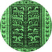 Round Persian Emerald Green Traditional Rug, tr2964emgrn
