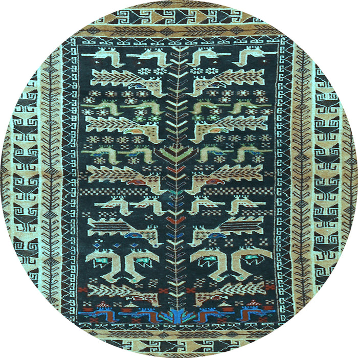 Round Machine Washable Persian Light Blue Traditional Rug, wshtr2964lblu
