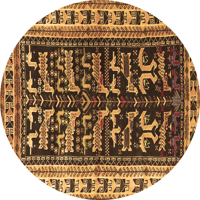 Round Persian Brown Traditional Rug, tr2964brn