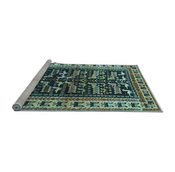 Sideview of Machine Washable Persian Light Blue Traditional Rug, wshtr2964lblu