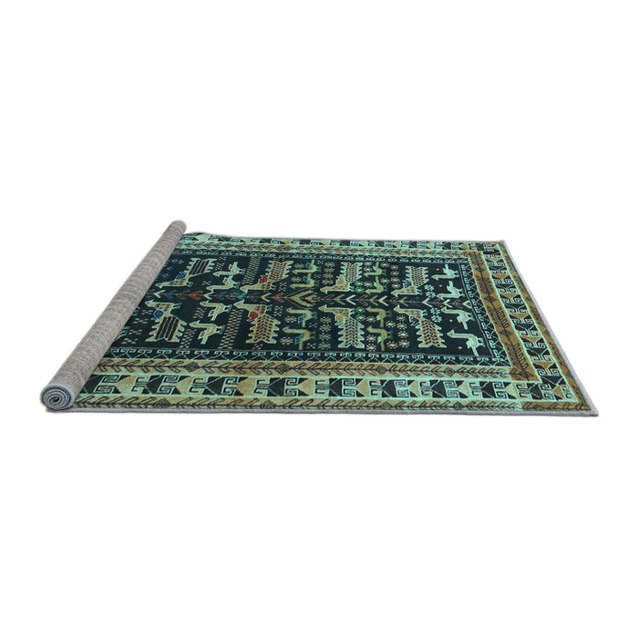 Sideview of Machine Washable Persian Light Blue Traditional Rug, wshtr2964lblu