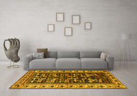 Machine Washable Persian Yellow Traditional Rug, wshtr2964yw