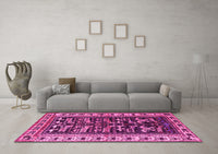 Machine Washable Persian Pink Traditional Rug, wshtr2964pnk