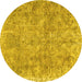 Round Persian Yellow Traditional Rug, tr2965yw