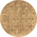 Round Persian Brown Traditional Rug, tr2965brn