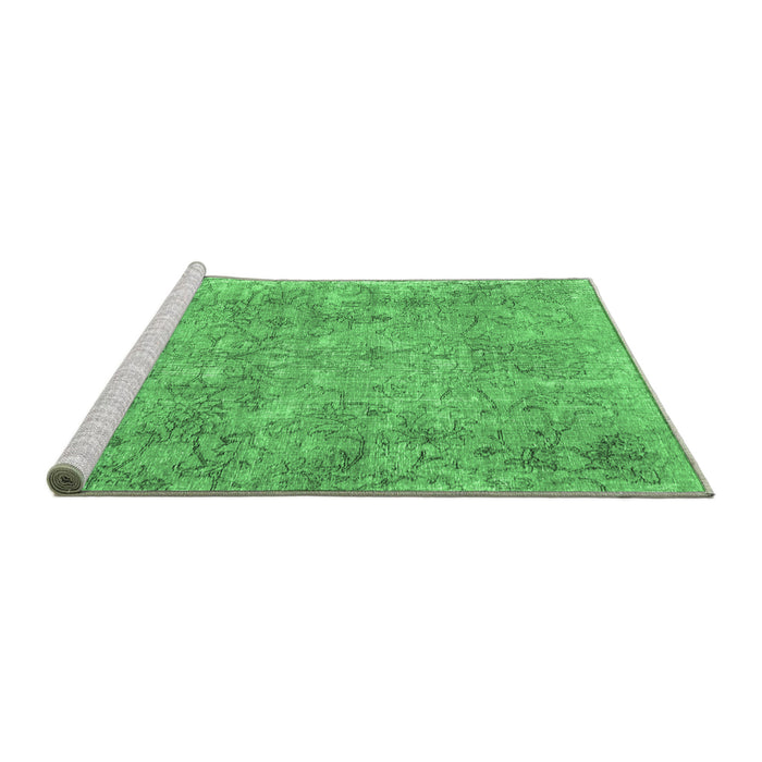 Sideview of Machine Washable Persian Emerald Green Traditional Area Rugs, wshtr2965emgrn