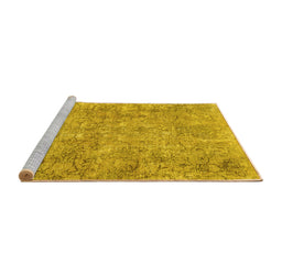 Sideview of Machine Washable Persian Yellow Traditional Rug, wshtr2965yw