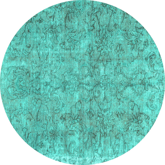 Round Machine Washable Persian Turquoise Traditional Area Rugs, wshtr2965turq