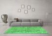 Machine Washable Persian Emerald Green Traditional Area Rugs in a Living Room,, wshtr2965emgrn