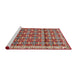 Sideview of Machine Washable Traditional Fire Brick Red Rug, wshtr2966