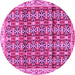 Round Machine Washable Persian Pink Traditional Rug, wshtr2966pnk