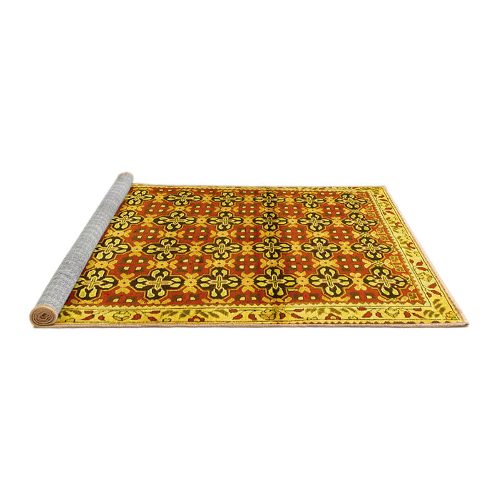 Sideview of Machine Washable Persian Yellow Traditional Rug, wshtr2966yw