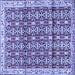 Square Machine Washable Persian Blue Traditional Rug, wshtr2966blu