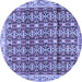 Round Machine Washable Persian Blue Traditional Rug, wshtr2966blu