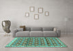 Machine Washable Persian Turquoise Traditional Area Rugs in a Living Room,, wshtr2966turq