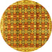 Round Machine Washable Persian Yellow Traditional Rug, wshtr2966yw