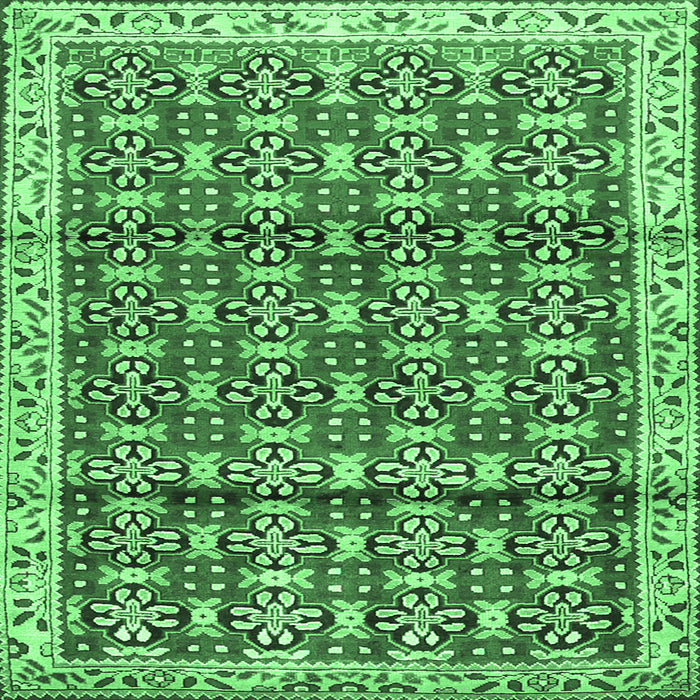 Square Persian Emerald Green Traditional Rug, tr2966emgrn