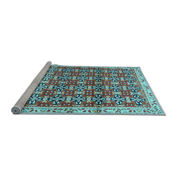 Sideview of Machine Washable Persian Light Blue Traditional Rug, wshtr2966lblu