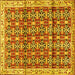 Square Machine Washable Persian Yellow Traditional Rug, wshtr2966yw