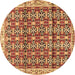 Round Machine Washable Persian Brown Traditional Rug, wshtr2966brn