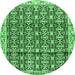 Round Machine Washable Persian Emerald Green Traditional Area Rugs, wshtr2966emgrn