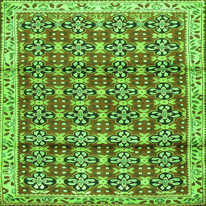 Round Machine Washable Persian Green Traditional Area Rugs, wshtr2966grn