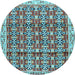 Round Machine Washable Persian Light Blue Traditional Rug, wshtr2966lblu