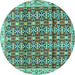 Round Machine Washable Persian Turquoise Traditional Area Rugs, wshtr2966turq