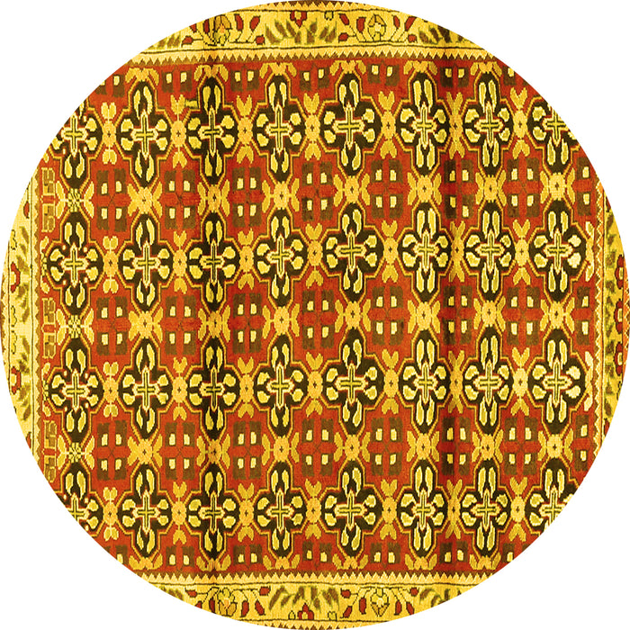 Round Persian Yellow Traditional Rug, tr2966yw