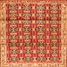 Round Machine Washable Persian Orange Traditional Area Rugs, wshtr2966org