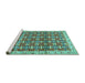 Sideview of Machine Washable Persian Turquoise Traditional Area Rugs, wshtr2966turq